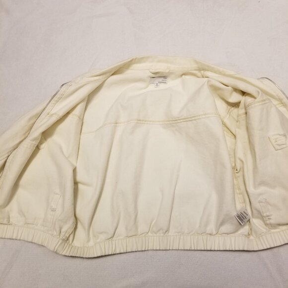 White 100% Cotton Jacket Cropped Baggy Fit Zip Sweater Medium Ten Sixty Sherman - Picture 8 of 11